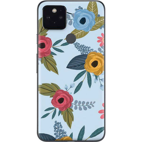 Blue Fall Flowers Google Pixel 5 Skin